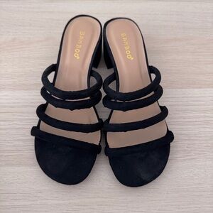 BAMBOO Women's Black Multi-Strap Heels